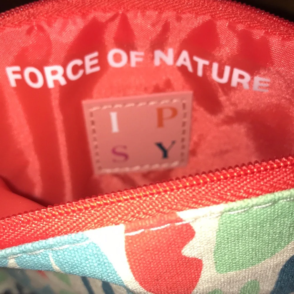 IPSY Cloth Lips and Plant Print Zippered Makeup Cosmetic Bag